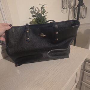 Coach Black Leather Tote Bag